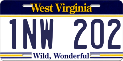 WV license plate 1NW202