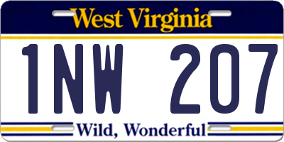 WV license plate 1NW207