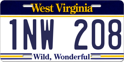 WV license plate 1NW208