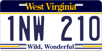 WV license plate 1NW210