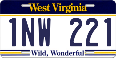 WV license plate 1NW221