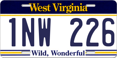WV license plate 1NW226