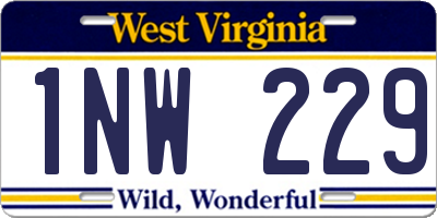 WV license plate 1NW229