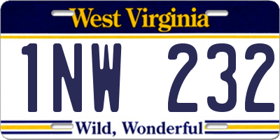 WV license plate 1NW232