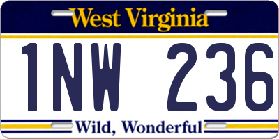 WV license plate 1NW236