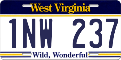 WV license plate 1NW237