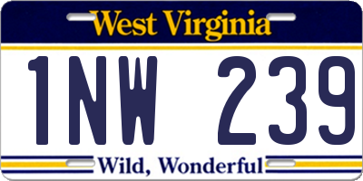 WV license plate 1NW239