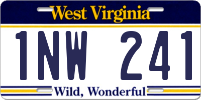 WV license plate 1NW241