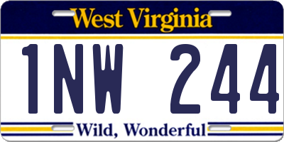 WV license plate 1NW244