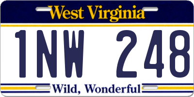 WV license plate 1NW248