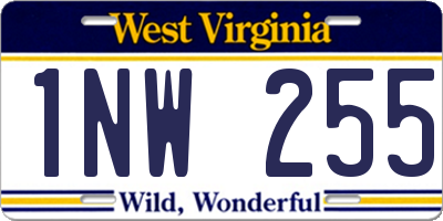 WV license plate 1NW255