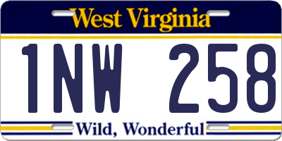 WV license plate 1NW258