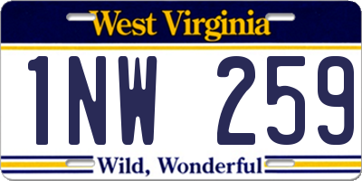 WV license plate 1NW259