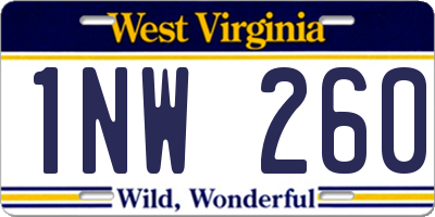 WV license plate 1NW260