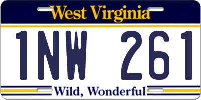 WV license plate 1NW261