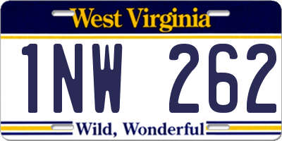 WV license plate 1NW262