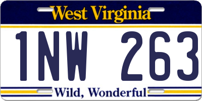 WV license plate 1NW263