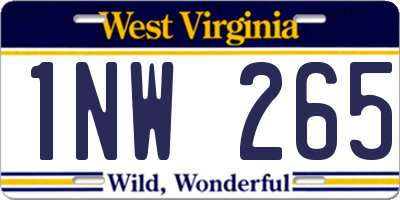 WV license plate 1NW265