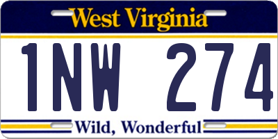 WV license plate 1NW274