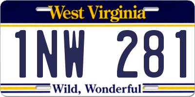 WV license plate 1NW281