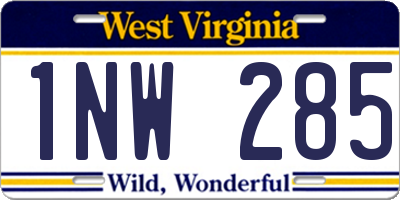 WV license plate 1NW285