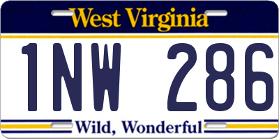 WV license plate 1NW286