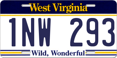 WV license plate 1NW293