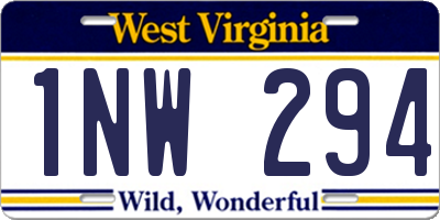 WV license plate 1NW294