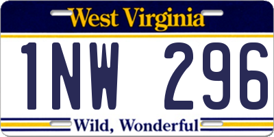 WV license plate 1NW296