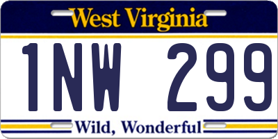 WV license plate 1NW299