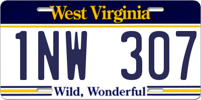 WV license plate 1NW307