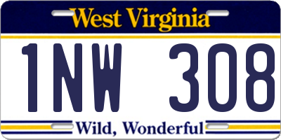 WV license plate 1NW308