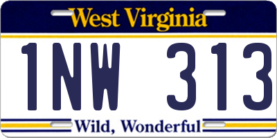 WV license plate 1NW313