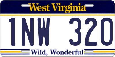 WV license plate 1NW320