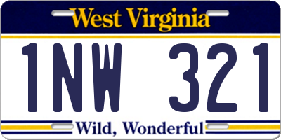 WV license plate 1NW321