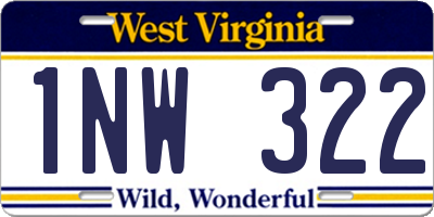 WV license plate 1NW322