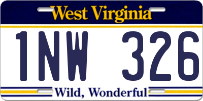WV license plate 1NW326