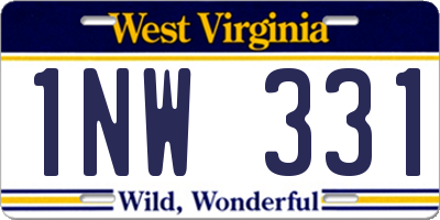 WV license plate 1NW331