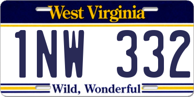 WV license plate 1NW332