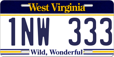 WV license plate 1NW333