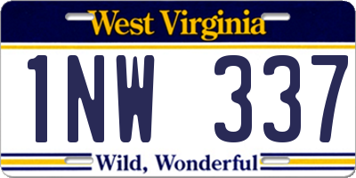 WV license plate 1NW337