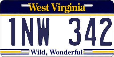 WV license plate 1NW342