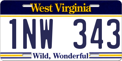 WV license plate 1NW343