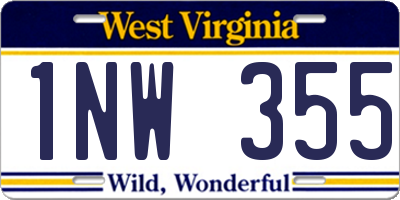 WV license plate 1NW355