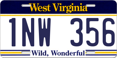 WV license plate 1NW356
