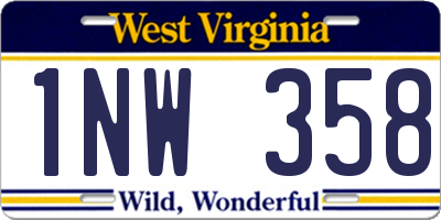 WV license plate 1NW358
