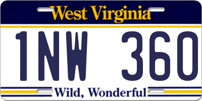 WV license plate 1NW360