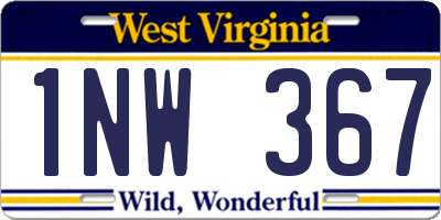 WV license plate 1NW367