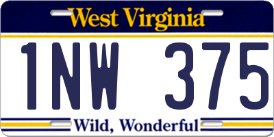 WV license plate 1NW375
