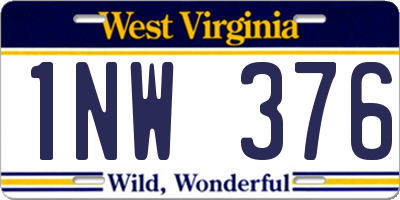 WV license plate 1NW376